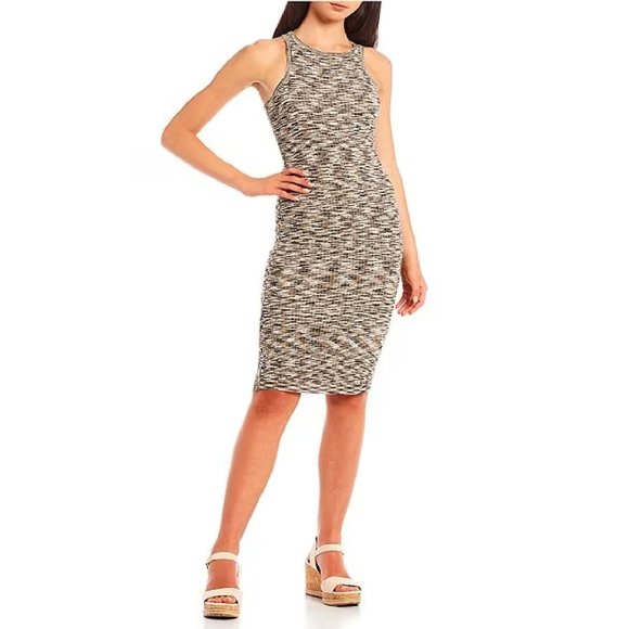 Honey and Sparkle Space Dye Rib Knit Midi Dress Heather Gray - Picture 1 of 3